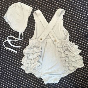 Kate Quinn baby blue ruffle bubble and flight hat